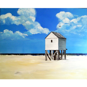 Drenkelingenhuisje Terschelling, acryl op doek, 70x90